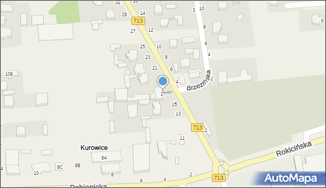 Kurowice, Rokicińska, 17, mapa Kurowice