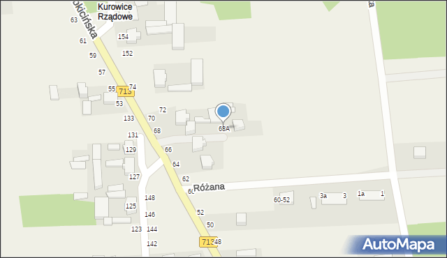 Kurowice, Rokicińska, 68A, mapa Kurowice