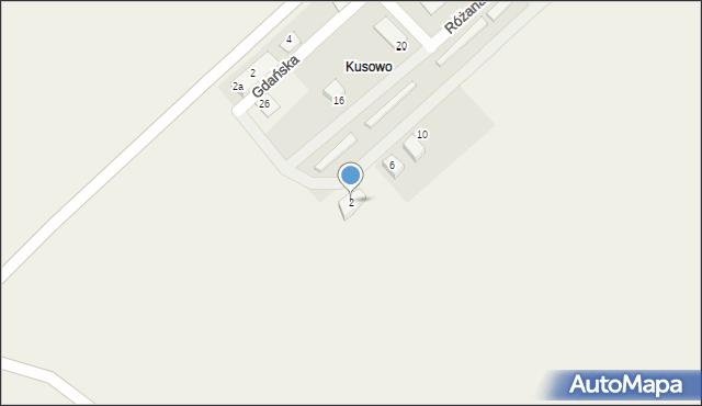 Kusowo, Różana, 2, mapa Kusowo