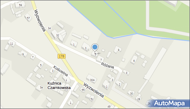 Kuźnica Czarnkowska, Różana, 5, mapa Kuźnica Czarnkowska