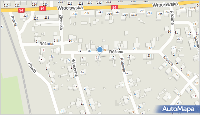 Legnica, Różana, 13, mapa Legnicy