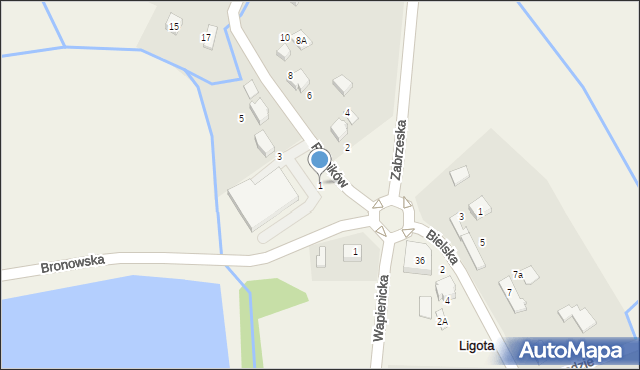 Ligota, Rolników, 1, mapa Ligota