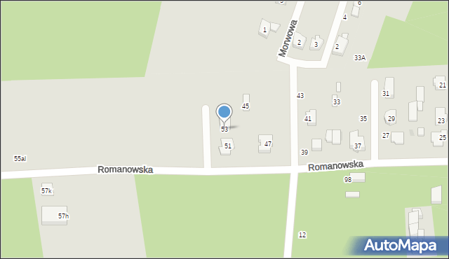 Łódź, Romanowska, 53, mapa Łodzi