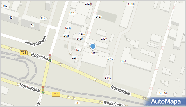Łódź, Rokicińska, 142, mapa Łodzi