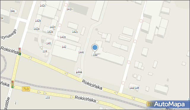 Łódź, Rokicińska, 144, mapa Łodzi
