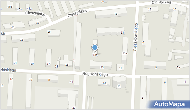 Łódź, Rogozińskiego Stefana, 13a, mapa Łodzi