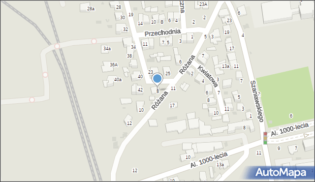 Lubartów, Różana, 8, mapa Lubartów