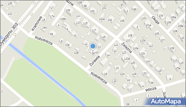 Lublin, Robotnicza, 14, mapa Lublina