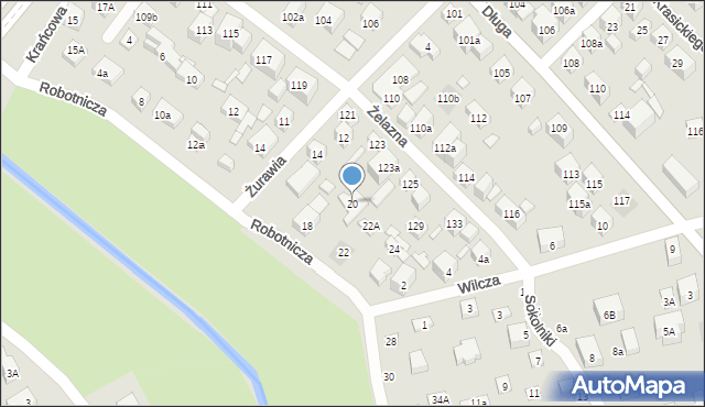 Lublin, Robotnicza, 20, mapa Lublina