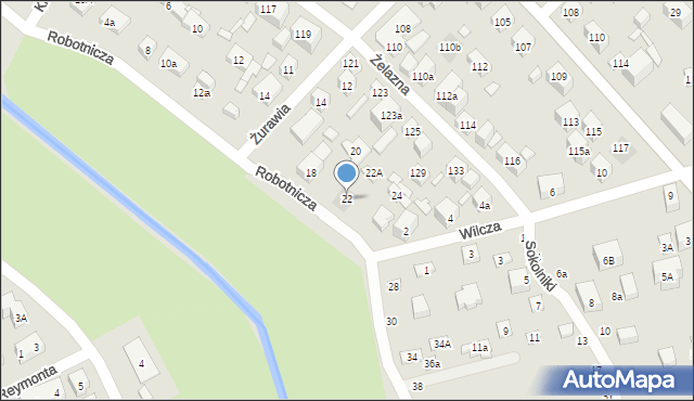 Lublin, Robotnicza, 22, mapa Lublina