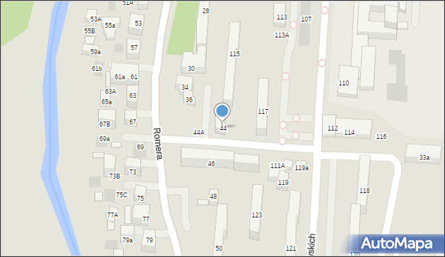 Lublin, Romera Eugeniusza, prof., 44, mapa Lublina