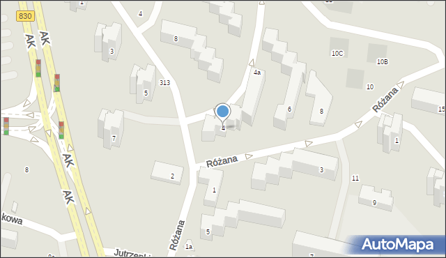 Lublin, Różana, 4, mapa Lublina