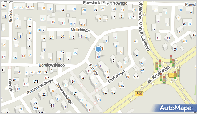 Lublin, Romanowskiego Mieczysława, 10, mapa Lublina