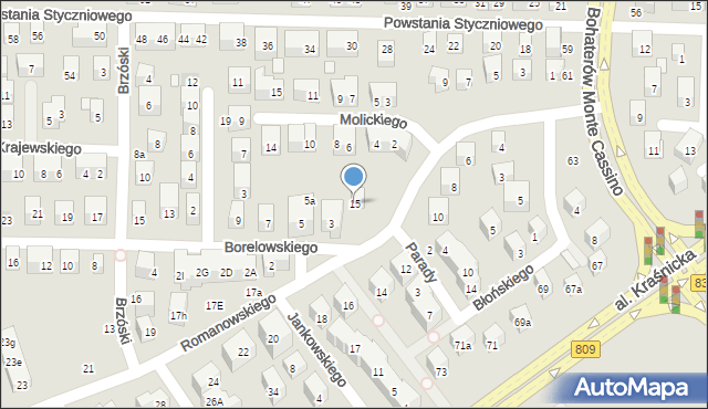 Lublin, Romanowskiego Mieczysława, 15, mapa Lublina