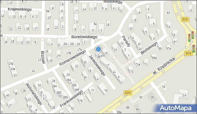 Lublin, Romanowskiego Mieczysława, 18, mapa Lublina