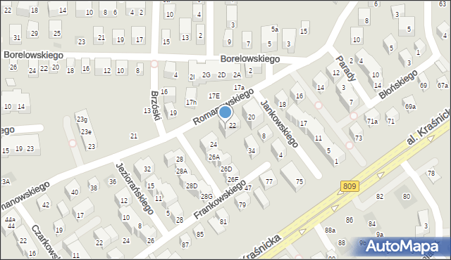 Lublin, Romanowskiego Mieczysława, 22A, mapa Lublina