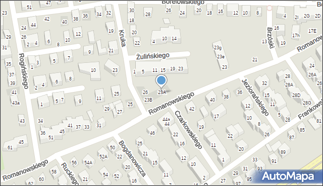 Lublin, Romanowskiego Mieczysława, 23A, mapa Lublina