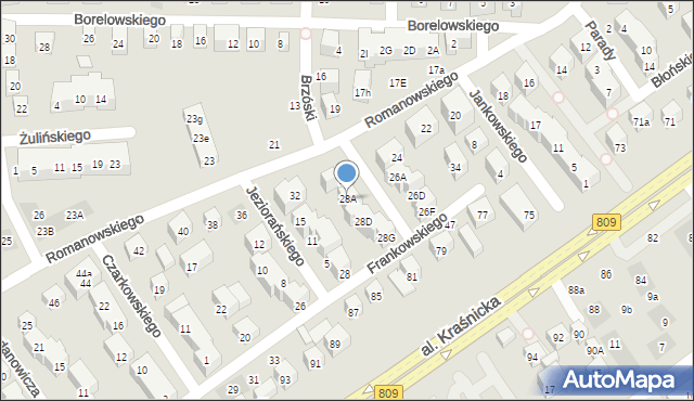 Lublin, Romanowskiego Mieczysława, 28A, mapa Lublina