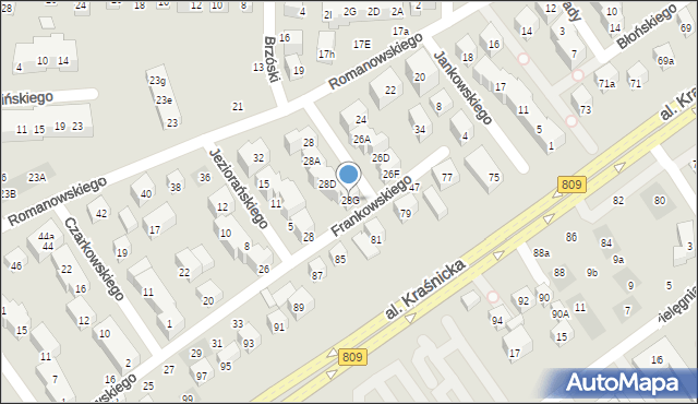 Lublin, Romanowskiego Mieczysława, 28G, mapa Lublina