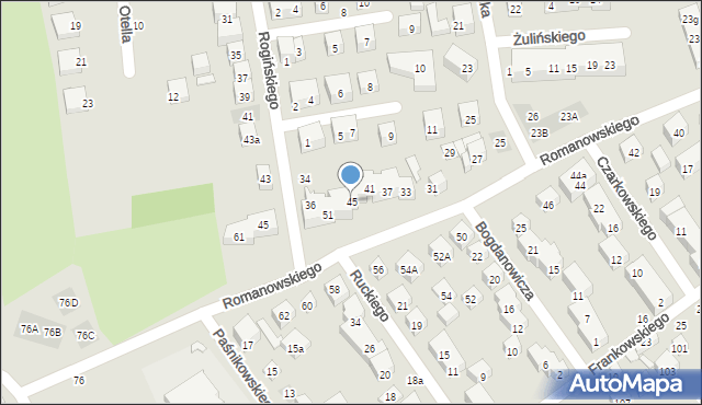 Lublin, Romanowskiego Mieczysława, 45, mapa Lublina