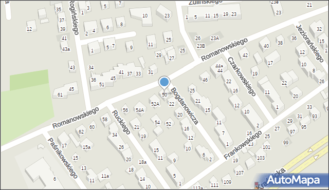 Lublin, Romanowskiego Mieczysława, 50, mapa Lublina