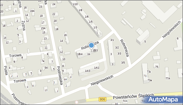 Lubliniec, Robotnicza, 1B/2, mapa Lubliniec