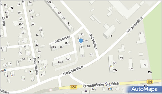 Lubliniec, Robotnicza, 3, mapa Lubliniec