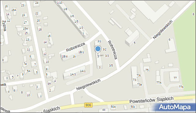 Lubliniec, Robotnicza, 3, mapa Lubliniec
