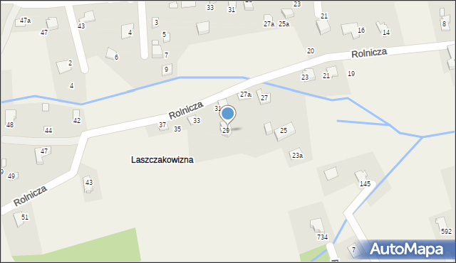 Meszna, Rolnicza, 31a, mapa Meszna