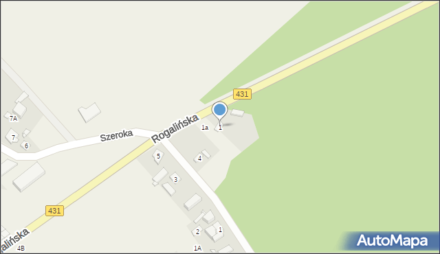 Mieczewo, Rogalińska, 1, mapa Mieczewo