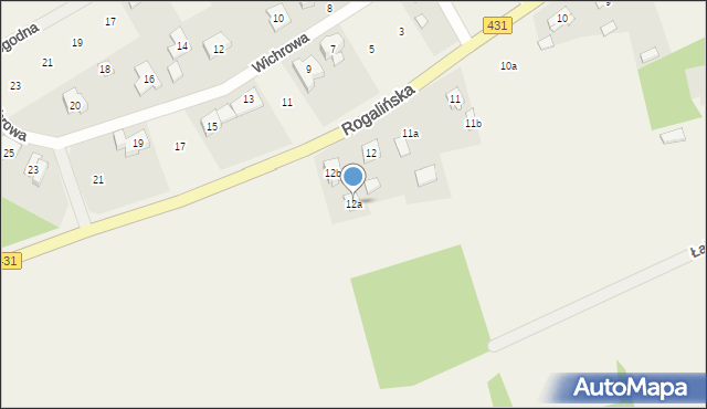 Mieczewo, Rogalińska, 12a, mapa Mieczewo