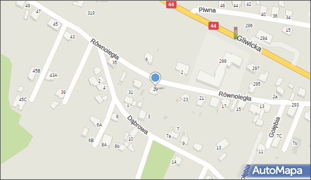 Mikołów, Równoległa, 29, mapa Mikołów