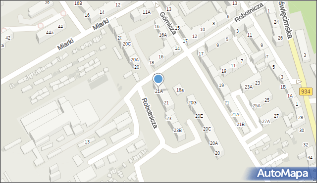 Mysłowice, Robotnicza, 21A, mapa Mysłowice