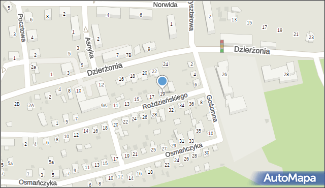 Mysłowice, Roździeńskiego Walentego, 19, mapa Mysłowice