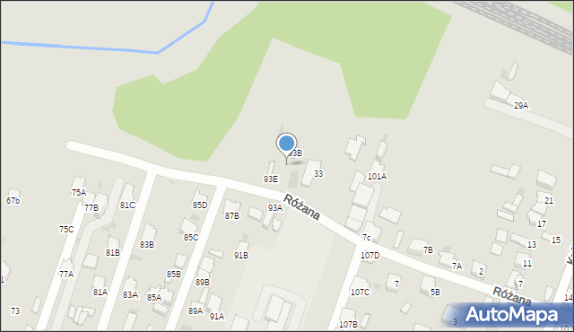 Myszków, Różana, 16, mapa Myszków