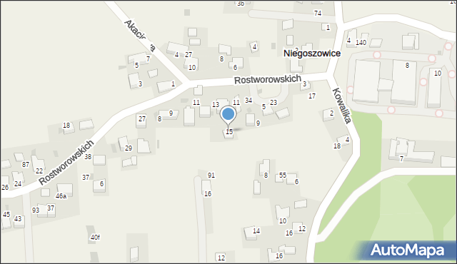 Niegoszowice, Rostworowskich, 15, mapa Niegoszowice