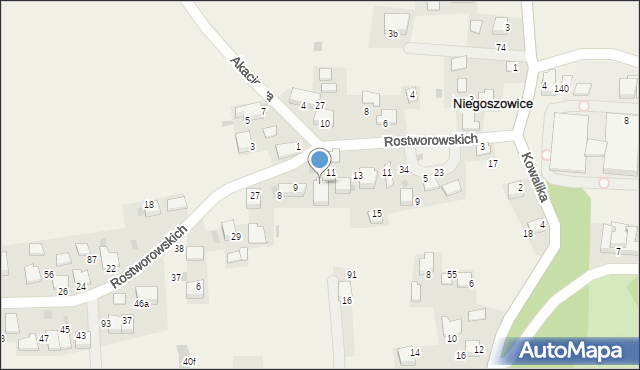 Niegoszowice, Rostworowskich, 21, mapa Niegoszowice