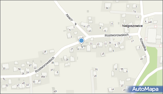 Niegoszowice, Rostworowskich, 23, mapa Niegoszowice