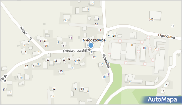 Niegoszowice, Rostworowskich, 3, mapa Niegoszowice