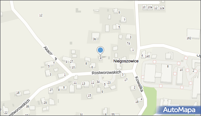 Niegoszowice, Rostworowskich, 4, mapa Niegoszowice