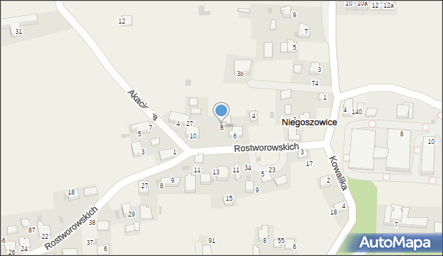 Niegoszowice, Rostworowskich, 8, mapa Niegoszowice