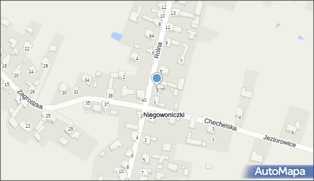 Niegowoniczki, Rolna, 3, mapa Niegowoniczki