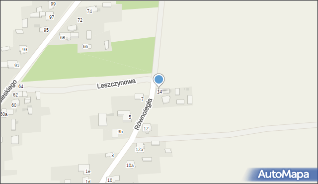 Nieznanice, Równoległa, 14, mapa Nieznanice