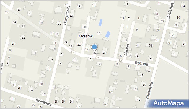 Okszów, Różana, 12, mapa Okszów