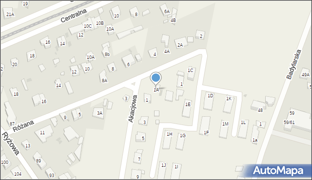 Opacz-Kolonia, Różana, 1A, mapa Opacz-Kolonia