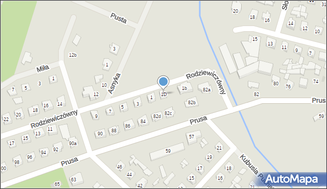 Ostrów Mazowiecka, Rodziewiczówny Marii, 1D, mapa Ostrów Mazowiecka