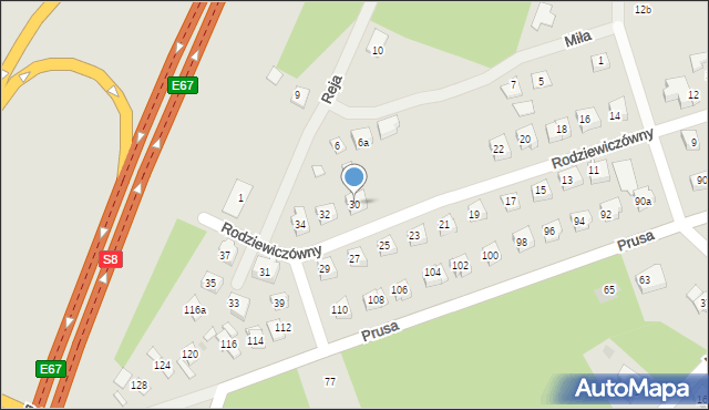 Ostrów Mazowiecka, Rodziewiczówny Marii, 30, mapa Ostrów Mazowiecka