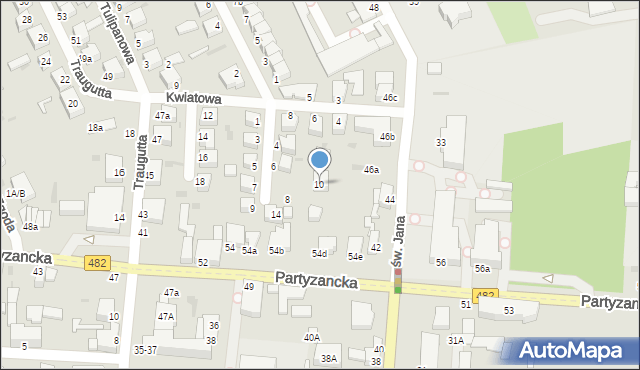 Pabianice, Różana, 10, mapa Pabianic