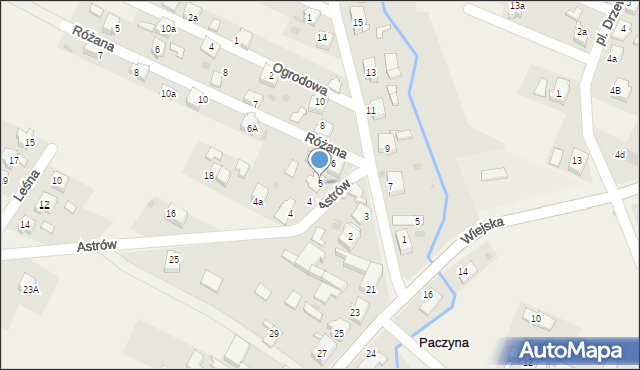 Paczyna, Różana, 5, mapa Paczyna