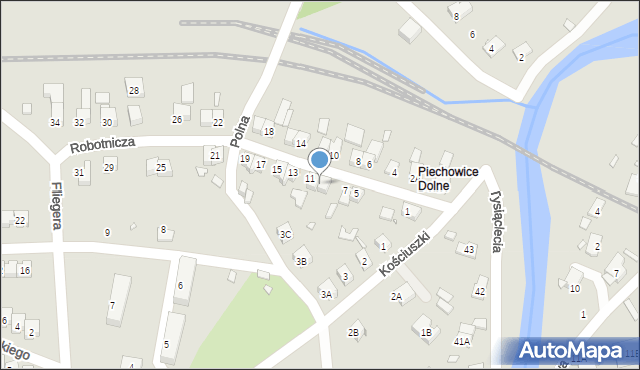 Piechowice, Robotnicza, 9, mapa Piechowice